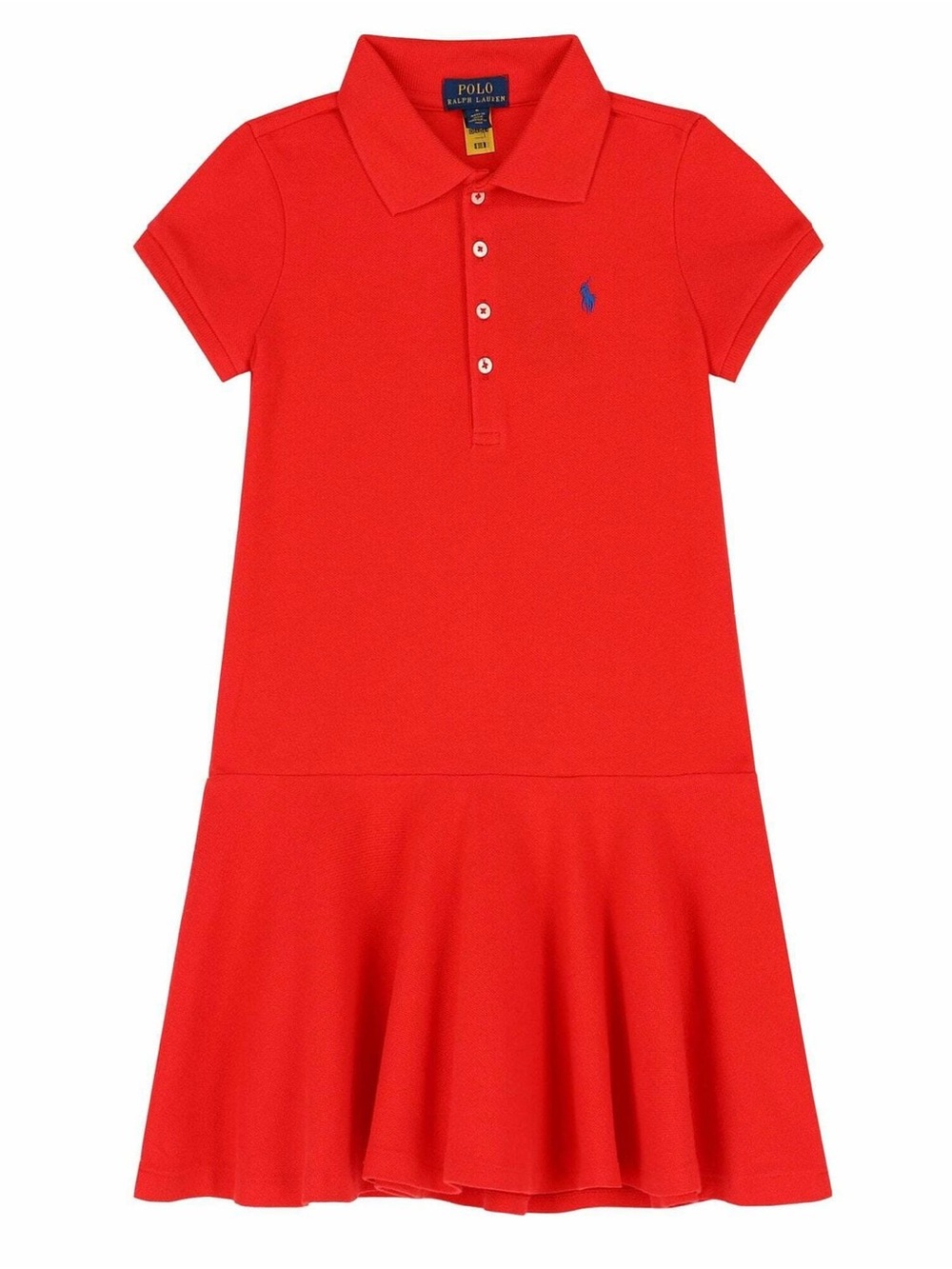 Girl’s Polo by Ralph Lauren Bright Red Polo Shirt with Navy Label